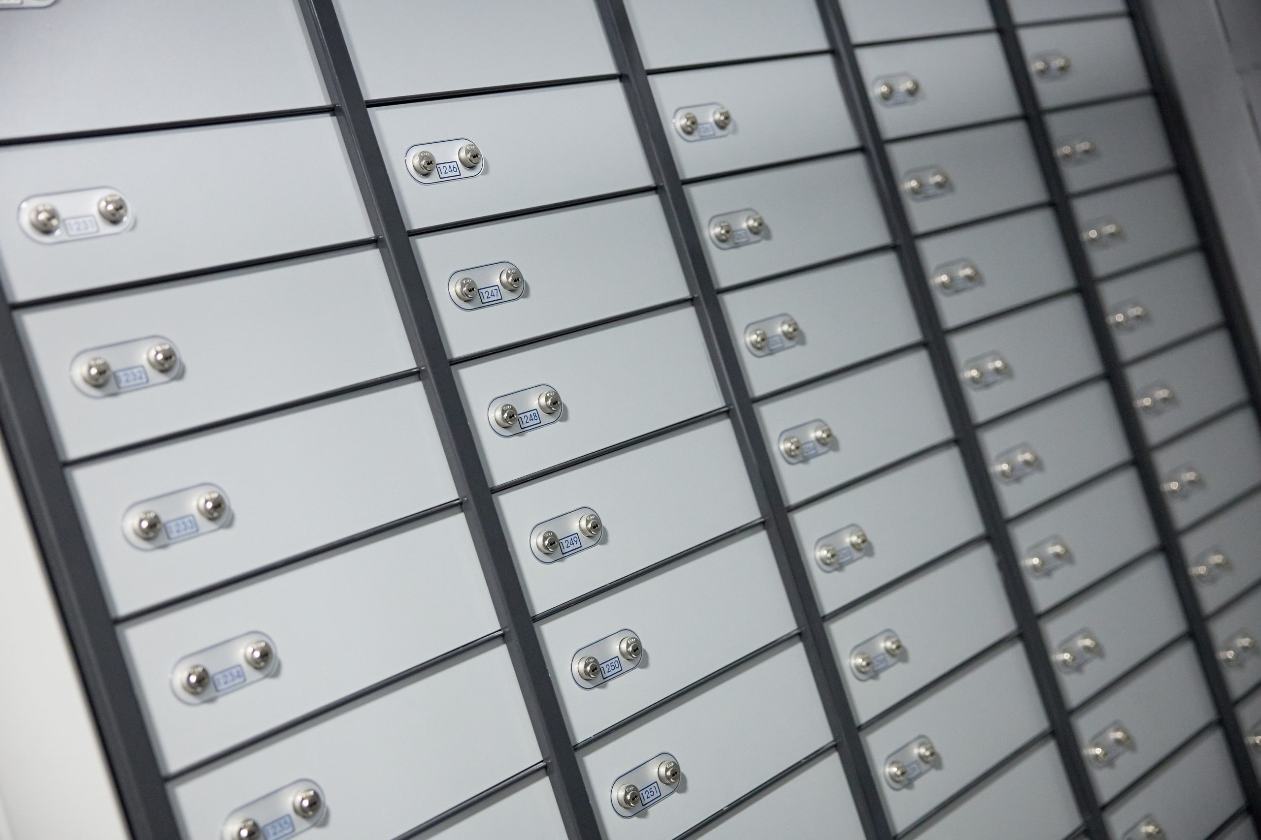 Cajas de seguridad versus cajas fuertes domésticas: ¿cuál es la mejor opción para proteger tus bienes? 1 Una serie de cajas de seguridad dentro de una cámara acorazada de Grupo Inviam